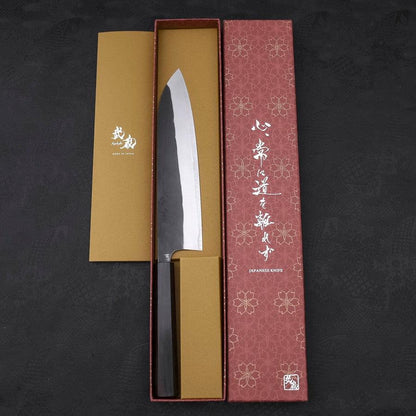 Gyuto White Steel #2 Kurouchi Stainless Clad Ebony Handle 210mm