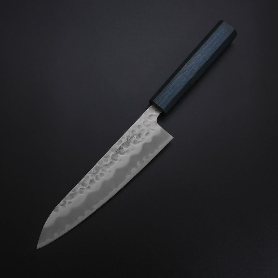 Gyuto White Steel #2 Tsuchime Dark Blue Urushi Handle 180mm