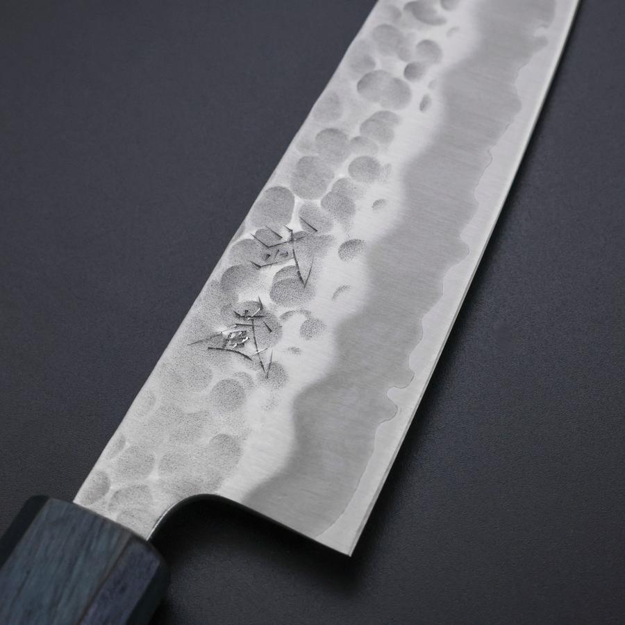 Gyuto White Steel #2 Tsuchime Dark Blue Urushi Handle 180mm