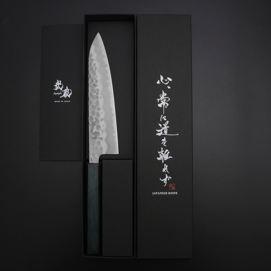 Gyuto White Steel #2 Tsuchime Dark Blue Urushi Handle 180mm