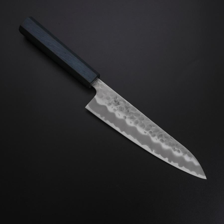 Gyuto White Steel #2 Tsuchime Dark Blue Urushi Handle 180mm
