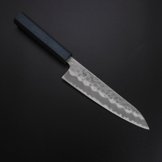 Gyuto White Steel #2 Tsuchime Dark Blue Urushi Handle 180mm