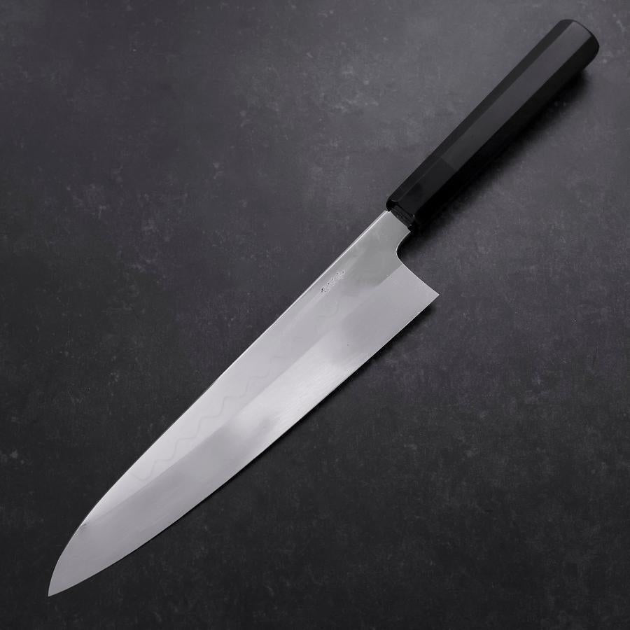 Gyuto White Steel #3 Mirror Honyaki Buffalo Ebony Handle
