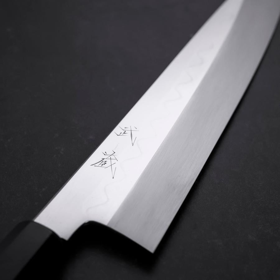 Gyuto White Steel #3 Mirror Honyaki Buffalo Ebony Handle