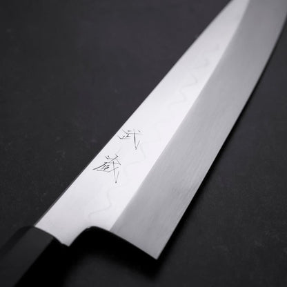 Gyuto White Steel #3 Mirror Honyaki Buffalo Ebony Handle