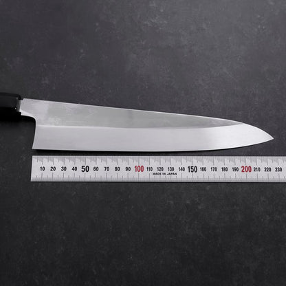 Gyuto White Steel #3 Mirror Honyaki Buffalo Ebony Handle