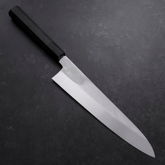 Gyuto White Steel #3 Mirror Honyaki Buffalo Ebony Handle