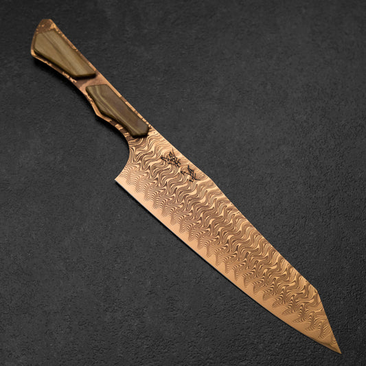 Bunka VG-10 Mirror Damascus Maple Handle 180mm - Brown