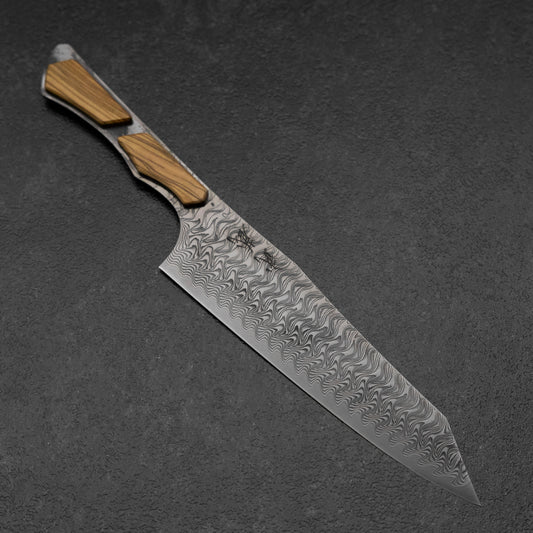 Bunka VG-10 Mirror Damascus Walnut Handle 180mm - Black