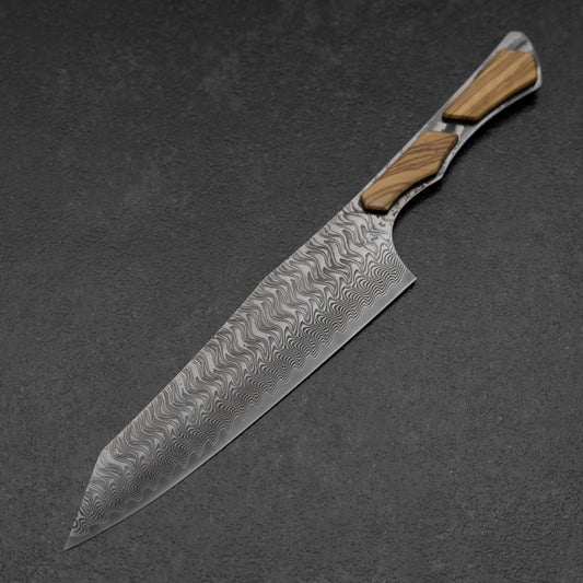 Bunka VG-10 Mirror Damascus Walnut Handle 180mm - Black