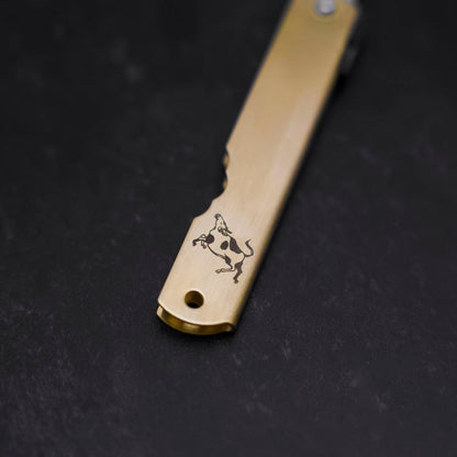 Higonokami Aogami Eto Ushi 80mm Brass
