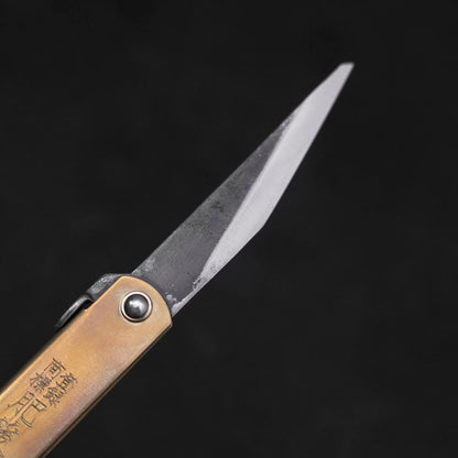 Higonokami Aogami Kurouchi Single Blade 100mm Brass