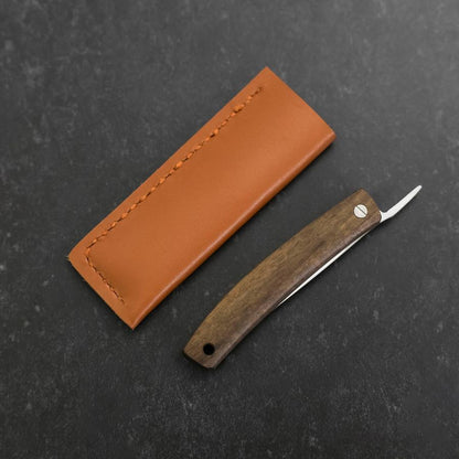 Higonokami VG-10 Black Persimmon Outdoor Knives 60mm with Leather Sheath