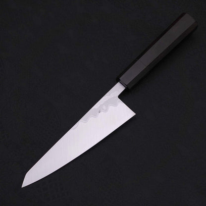 Honesuki Boning Knife Blue Steel #2 Damascus Buffalo Ebony Handle 150mm