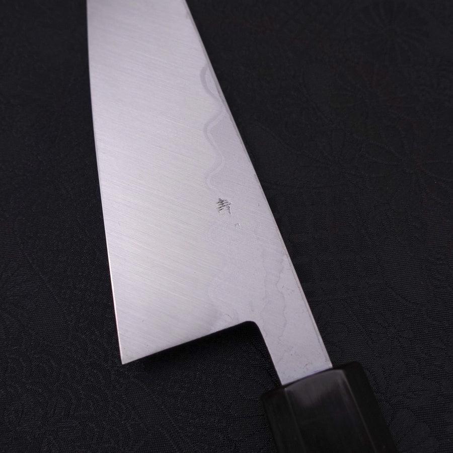 Honesuki Boning Knife Blue Steel #2 Damascus Buffalo Ebony Handle 150mm