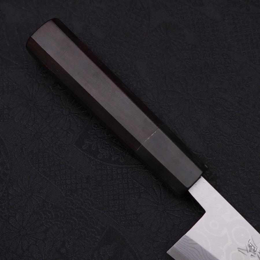 Honesuki Boning Knife Blue Steel #2 Damascus Buffalo Ebony Handle 150mm