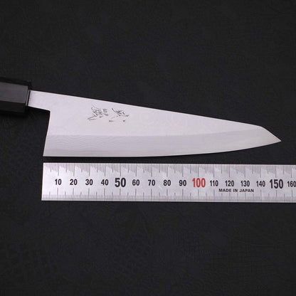 Honesuki Boning Knife Blue Steel #2 Damascus Buffalo Ebony Handle 150mm