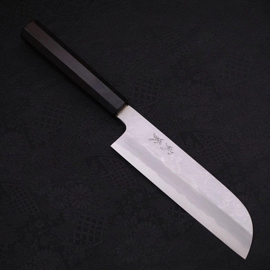 Kama Usuba(Kansai) Blue Steel #2 Suminagashi Buffalo Ebony Handle 180mm