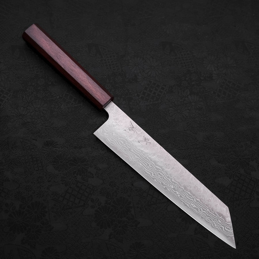 Kiritsuke AUS-10 Nashiji Damascus Purple Urushi Handle 210mm