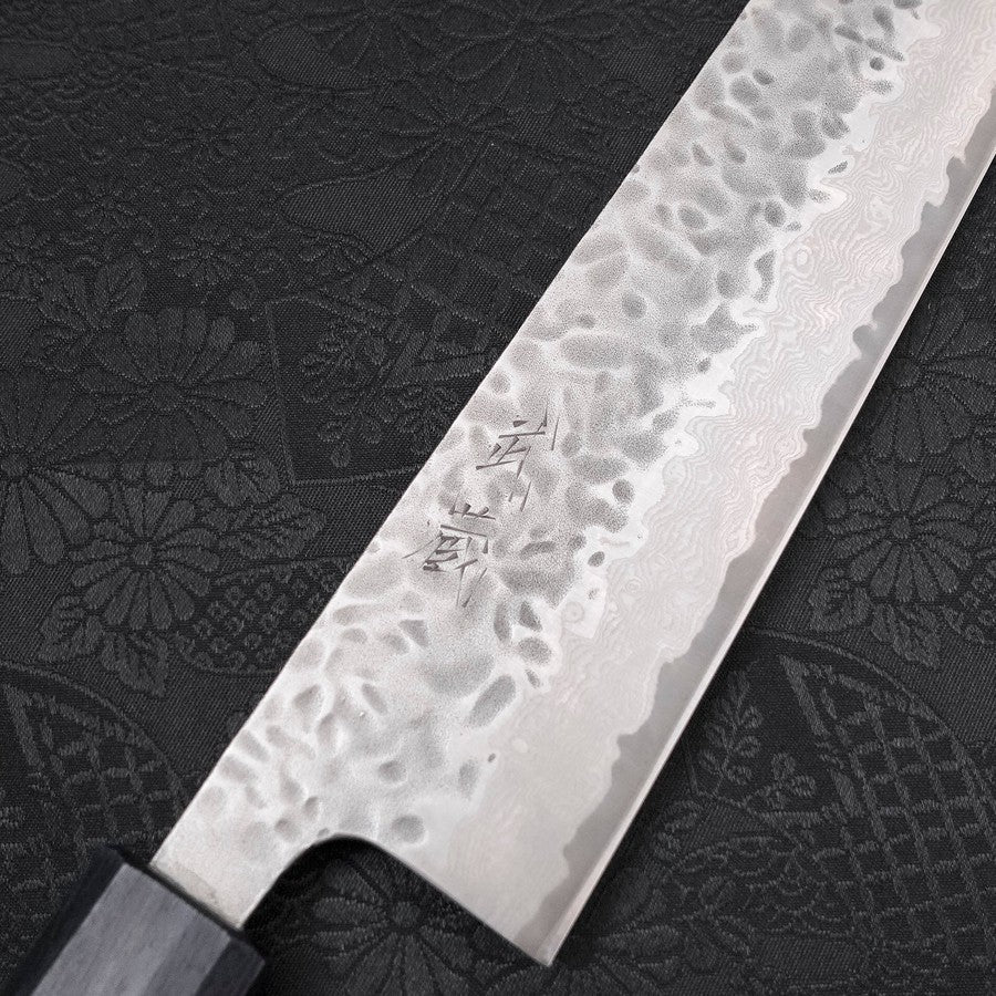 Kiritsuke AUS-10 Tsuchime Damascus Dark-Blue Urushi Handle 210mm