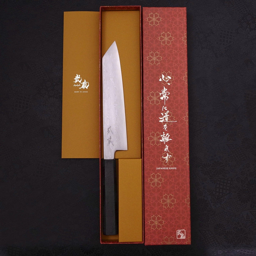 Kiritsuke Blue Steel #1 Suminagashi Black Ishime Handle 200mm