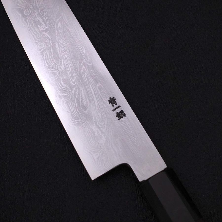 Kiritsuke Blue Steel #1 Suminagashi Buffalo Ebony Handle 200mm