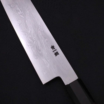 Kiritsuke Blue Steel #1 Suminagashi Buffalo Ebony Handle 200mm