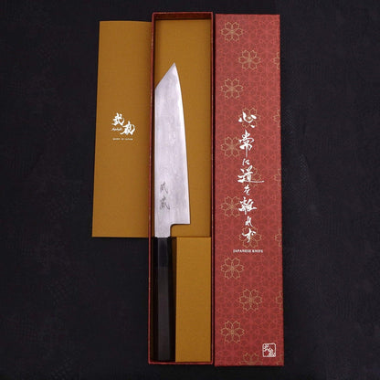 Kiritsuke Blue Steel #1 Suminagashi Buffalo Ebony Handle 200mm