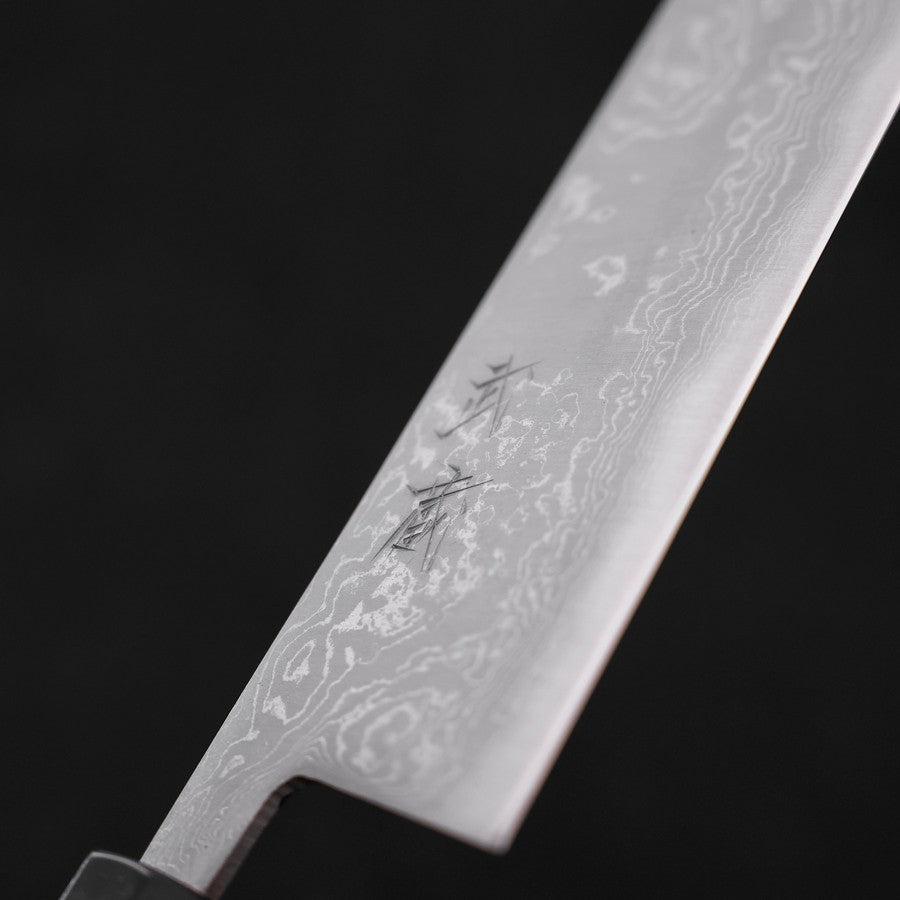 Kiritsuke Blue Steel #2 Damascus Buffalo Ebony Handle 210mm