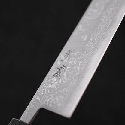 Kiritsuke Blue Steel #2 Damascus Buffalo Ebony Handle 210mm