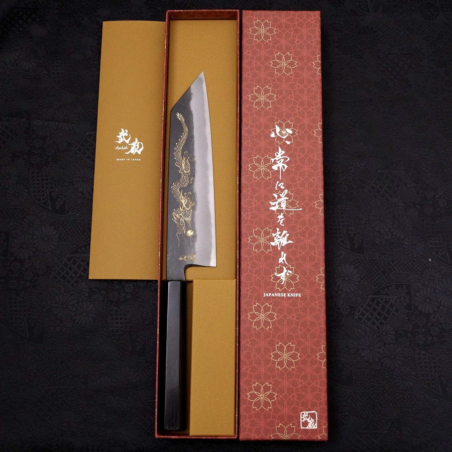 Kiritsuke Blue Steel #2 Kurouchi Chokin Dragon Buffalo Ebony Handle 210mm