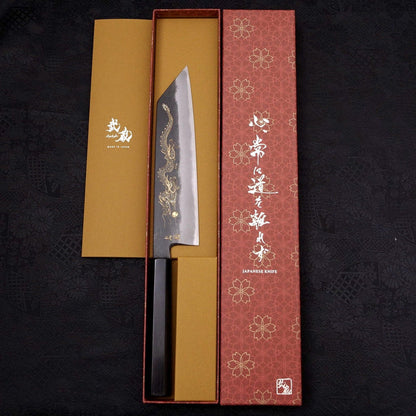 Kiritsuke Blue Steel #2 Kurouchi Chokin Dragon Buffalo Ebony Handle 210mm