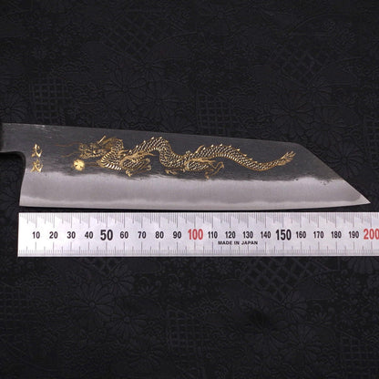 Kiritsuke Blue Steel #2 Kurouchi Chokin Dragon Buffalo Ebony Handle 210mm