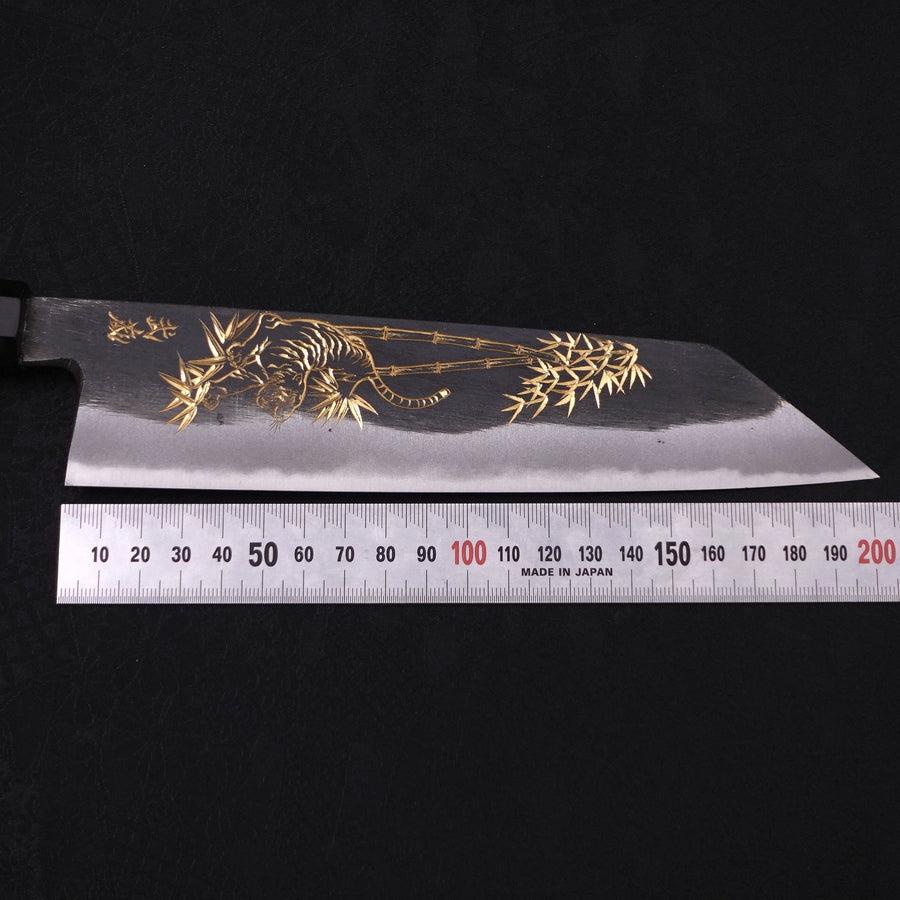 Kiritsuke Blue Steel #2 Kurouchi Chokin Tiger-Bamboo Buffalo Ebony Handle 210mm