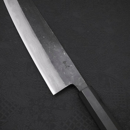 Kiritsuke Blue Steel #2 Kurouchi Damascus Buffalo Ebony Handle 210mm