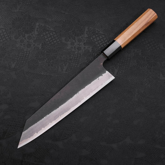 Kiritsuke Blue Steel #2 Kurouchi Damascus Buffalo Teak Handle 210mm