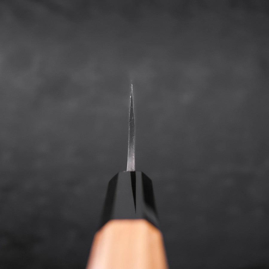 Kiritsuke Blue Steel #2 Kurouchi Damascus Buffalo Teak Handle 210mm