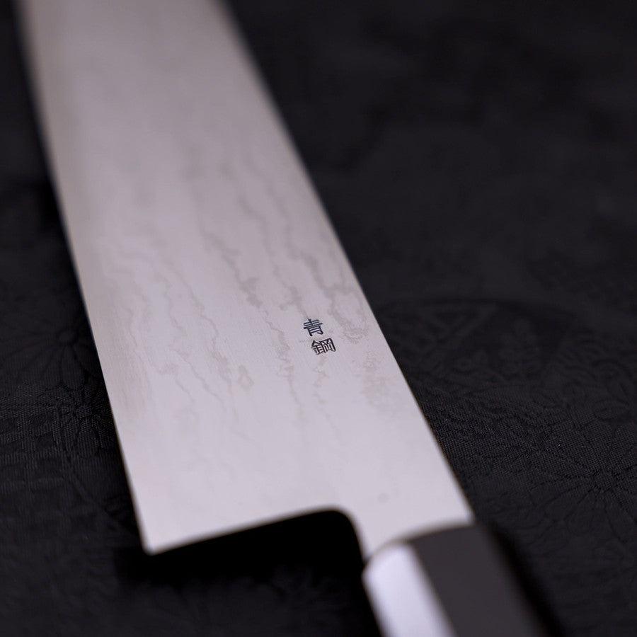 Kiritsuke Blue Steel #2 Suminagashi Buffalo Ebony Handle 240mm