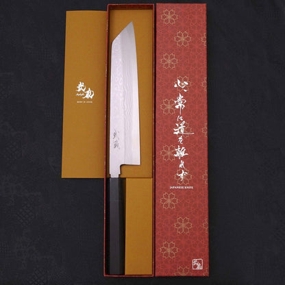 Kiritsuke Blue Steel #2 Suminagashi Buffalo Ebony Handle 240mm