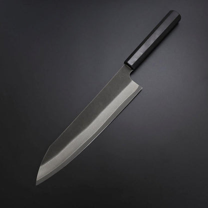 Kiritsuke Cobalt Stainless HRC62 Kurouchi Damascus  Buffalo Ebony Handle 240mm
