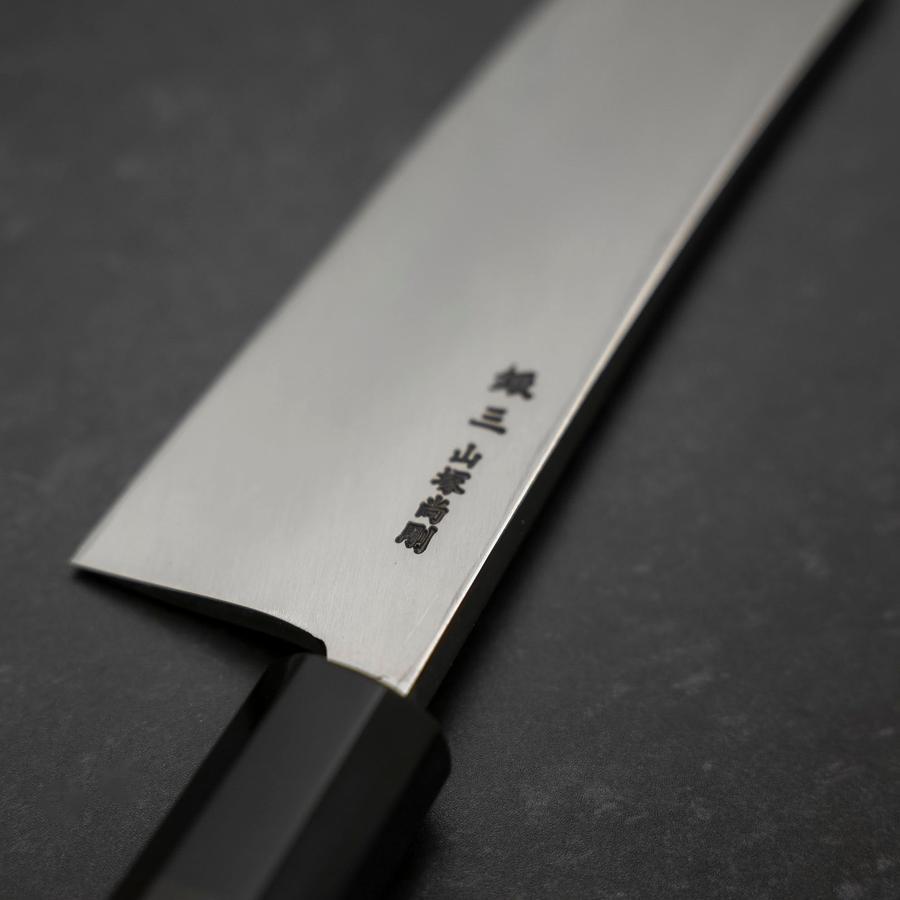 Kiritsuke Deba Honyaki Silver Steel #3 Mirror Buffalo Ebony Handle 180mm