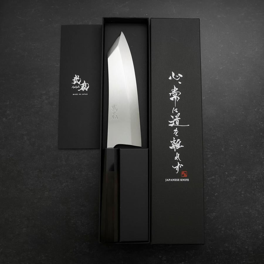 Kiritsuke Deba Honyaki Silver Steel #3 Mirror Buffalo Ebony Handle 180mm