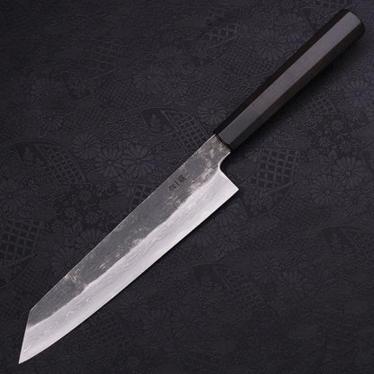 Kiritsuke Gyuto Blue Steel #1 Kurouchi Suminagashi Buffalo Ebony Handle 200mm