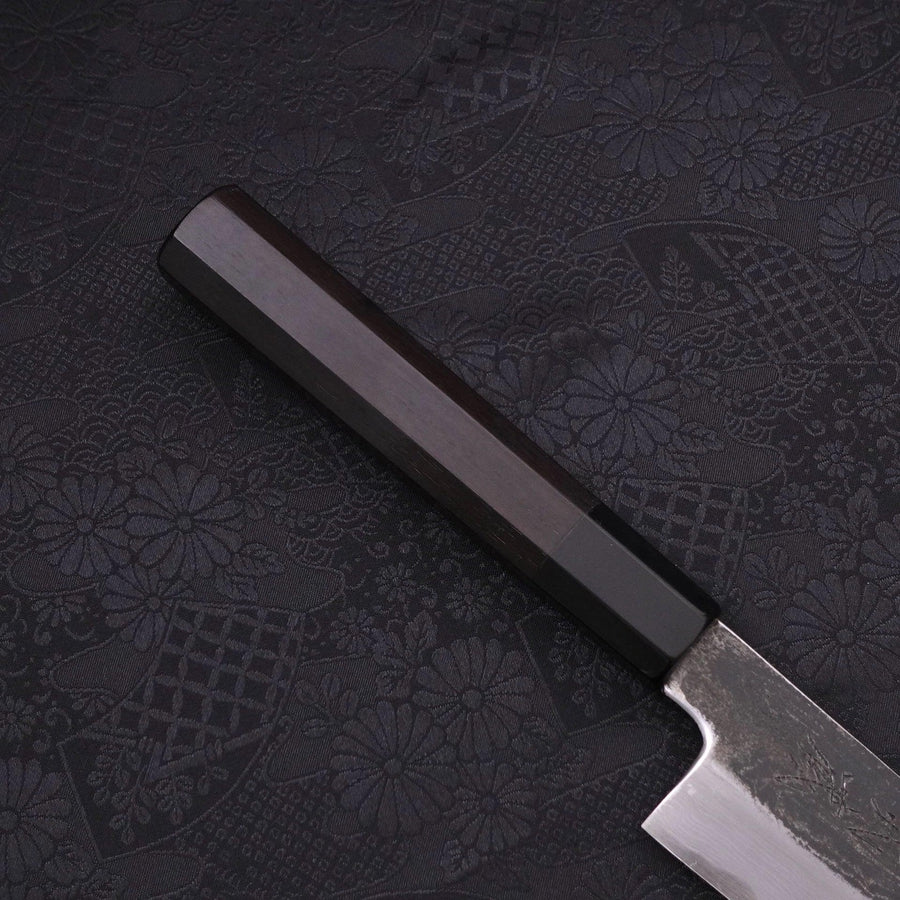 Kiritsuke Gyuto Blue Steel #1 Kurouchi Suminagashi Buffalo Ebony Handle 200mm