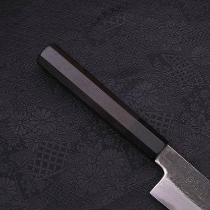 Kiritsuke Gyuto Blue Steel #1 Kurouchi Suminagashi Buffalo Ebony Handle 200mm