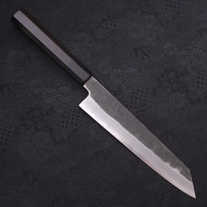Kiritsuke Gyuto Blue Steel #1 Kurouchi Suminagashi Buffalo Ebony Handle 200mm