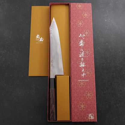 Kiritsuke Gyuto Silver Steel #3 Damascus Buffalo Wenge Handle 210mm