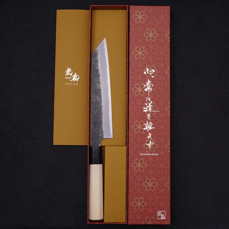 Kiritsuke Gyuto White Steel #2 Kurouchi Buffalo Magnolia Handle 200mm