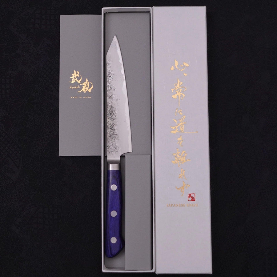 Kiritsuke Petty Blue Steel #2 Nashiji Stainless Clad Western Handle 140mm