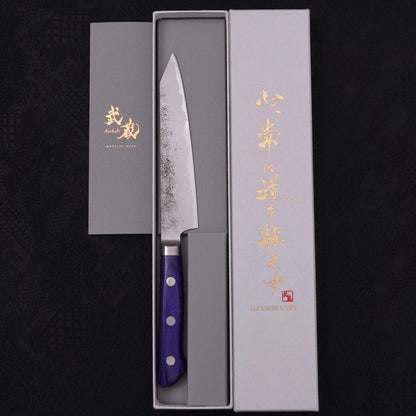 Kiritsuke Petty Blue Steel #2 Nashiji Stainless Clad Western Handle 140mm